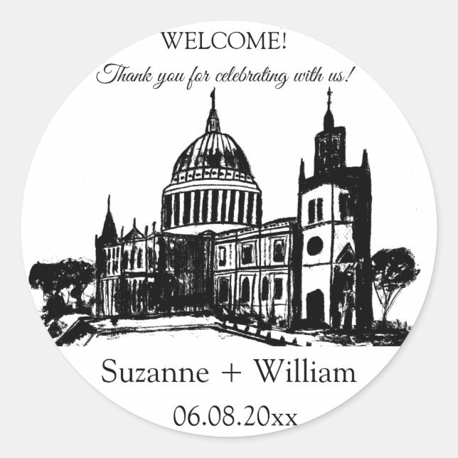 Sticker Rond Londres Angleterre skyline Black White Faveurs Mar (Devant)