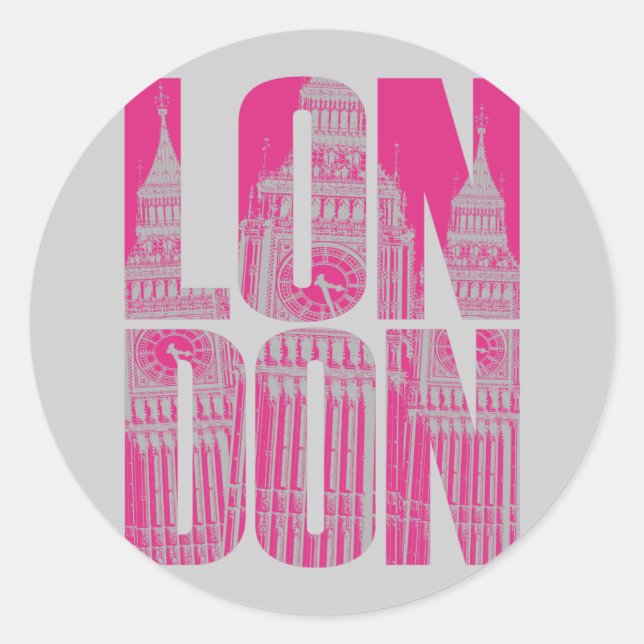Sticker Rond Londres rose (Devant)