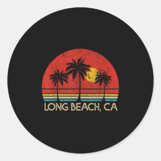 Sticker Rond Long Beach California Ca Surfer Retro Vintage