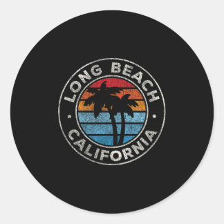 Sticker Rond Long Beach California Ca Vintage Graphisme les ann