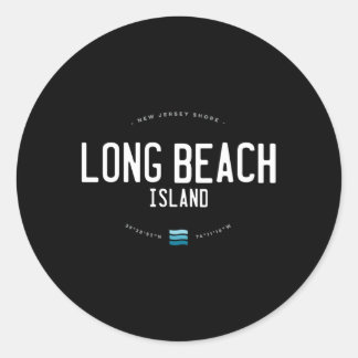 Sticker Rond Long Beach Island New Jersey Shore Beach Waves