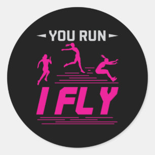 Sticker Rond Long Jump Jumper Femmes Vous Diriger Je Voler