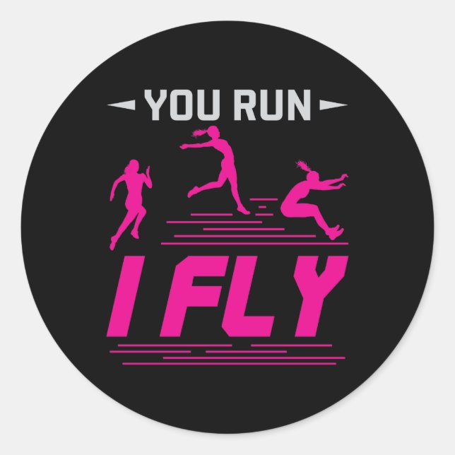Sticker Rond Long Jump Jumper Femmes Vous Diriger Je Voler (Devant)