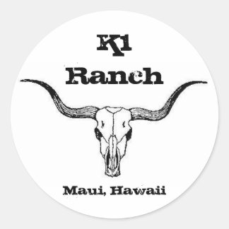 Sticker Rond longhorn, Ranch K1, Maui, Hawaii