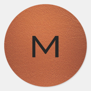 Sticker Rond Look en cuir Brown élégant personnalisé