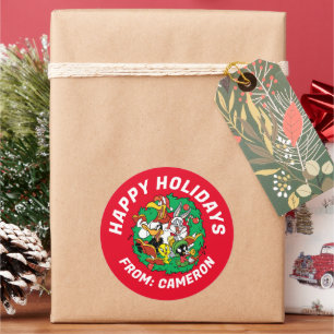 Sticker Rond LOONEY TUNES™ Group Christmas Wreath