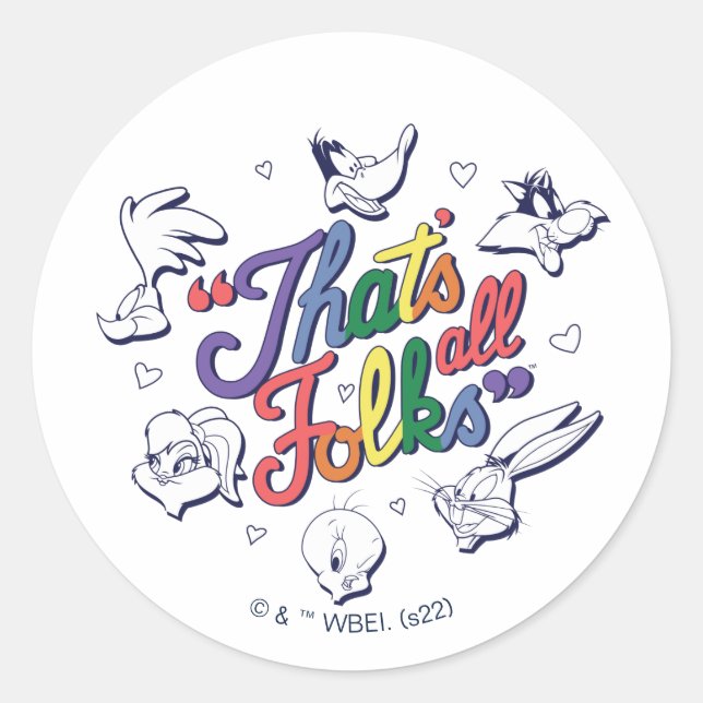 Sticker Rond LOONEY TUNES™ - That's All Folks ! Pride Badge (Devant)