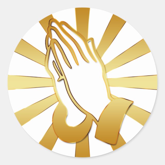 STICKER ROND L'OR ET LE BLANC PRIER LES MAINS (Devant)