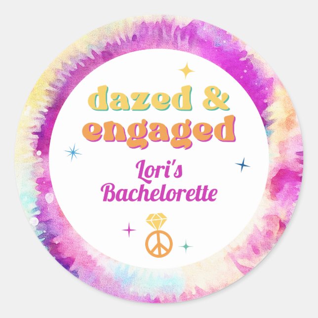 Sticker Rond LORI Tie Dye Dazed Engagée 70s Rétro Enterrement d (Devant)