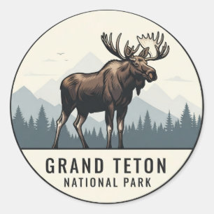Sticker Rond L'orignal dans le parc national de Grand Teton