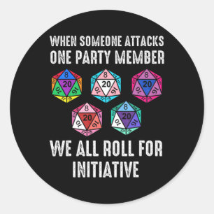 Sticker Rond Lorsqu'Une Personne Attaque Un Membre D20 Dice Lgb