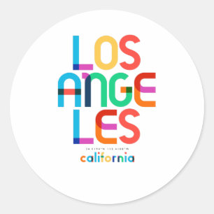 Sticker Rond Los Angeles California Mid Century, Pop Art,