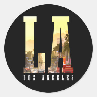 Sticker Rond Los Angeles La Skyline California La