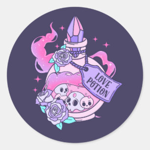Sticker Rond Lotion Potion mignonne Pink Halloween Potion Boute
