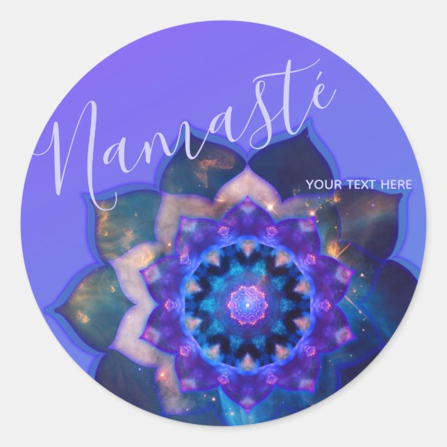 Sticker Rond Lotus Bleu Mandala (Devant)