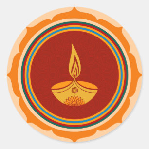 Sticker Rond Lotus Diwali Design décoratif