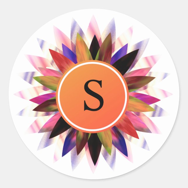 Sticker Rond Lotus Fleur Aquarelle Logo Guérison Yoga (Devant)