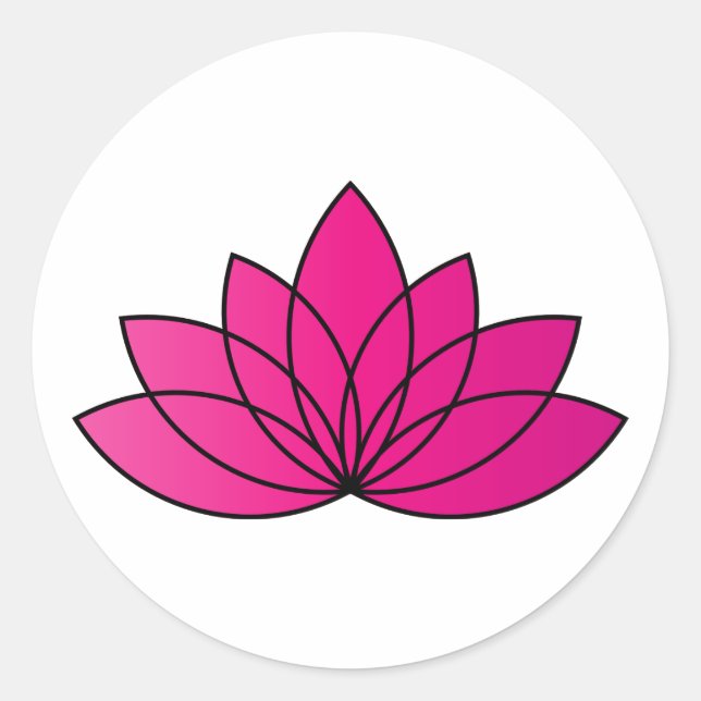Sticker Rond Lotus Fleur rose en fleurs (Devant)