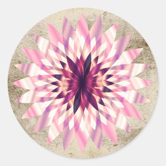 Sticker Rond Lotus Flower Aquarelle violet Logo Guérison Yoga (Devant)