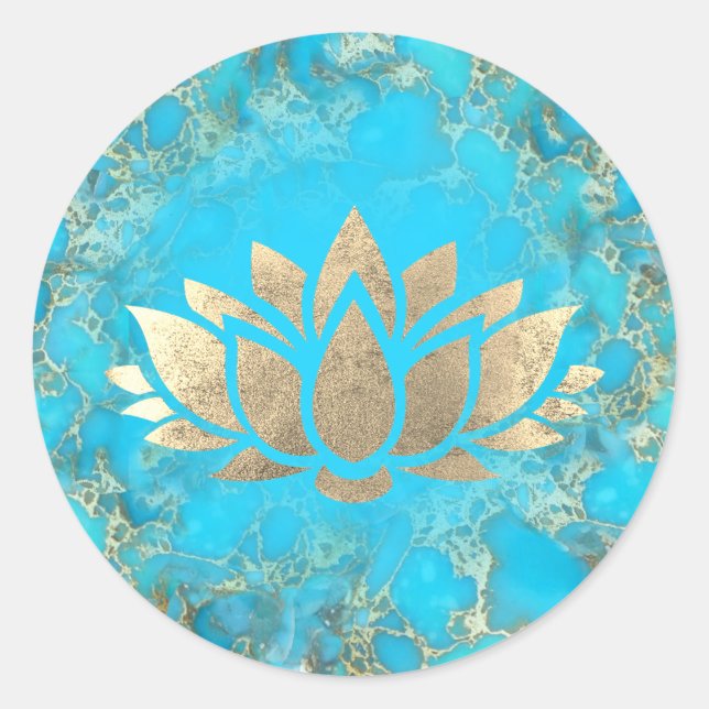 Sticker Rond lotus flower logo sur pierre turquoise (Devant)