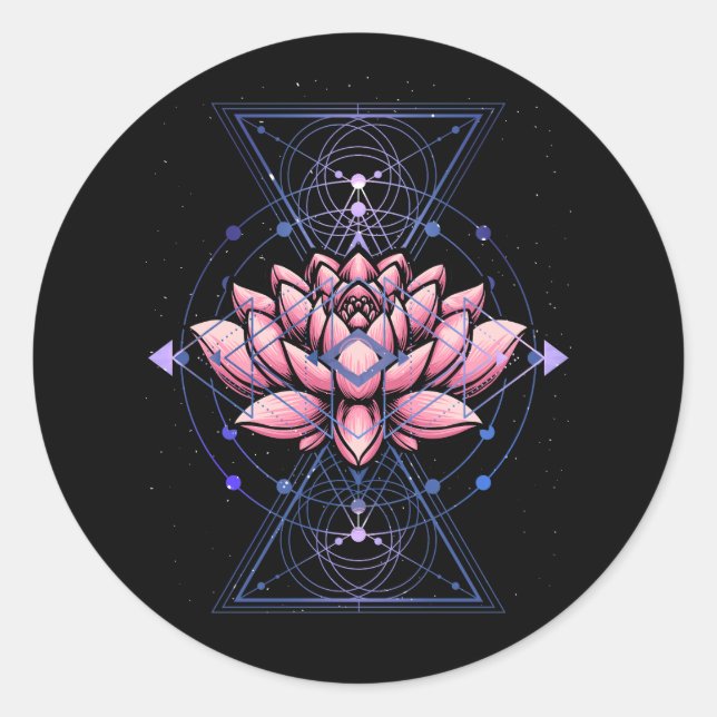 Sticker Rond Lotus Flower Sacred Geometry Yoga Meditation Spiri (Devant)