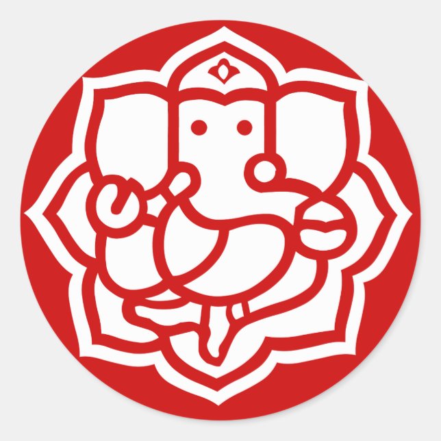 Sticker Rond Lotus Ganesha Design (Devant)