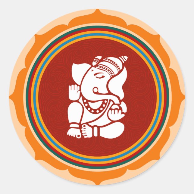 Sticker Rond Lotus Ganesha Design (Devant)