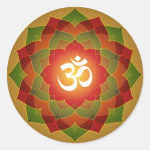 Sticker Rond Lotus Om Design