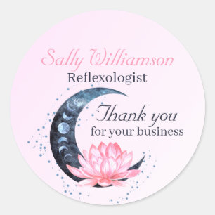 Sticker Rond Lotus rose Lune Fleur Appréciation de l'entreprise