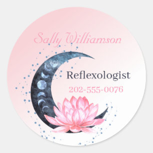 Sticker Rond Lotus rose Lune Fleur Promotion d'affaires