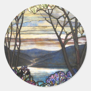 Sticker Rond Louis Comfort Tiffany - Vitrail 4 Magnolias