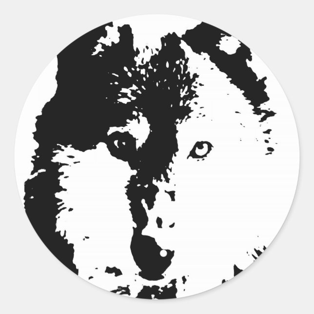 Sticker Rond Loup d'art pop (Devant)