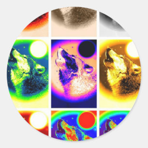 Sticker Rond Loup d'art pop