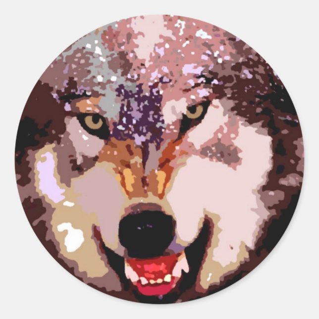 Sticker Rond Loup en neige (Devant)