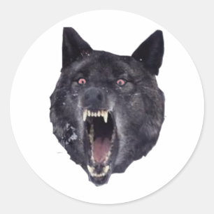 Sticker Rond loup fou