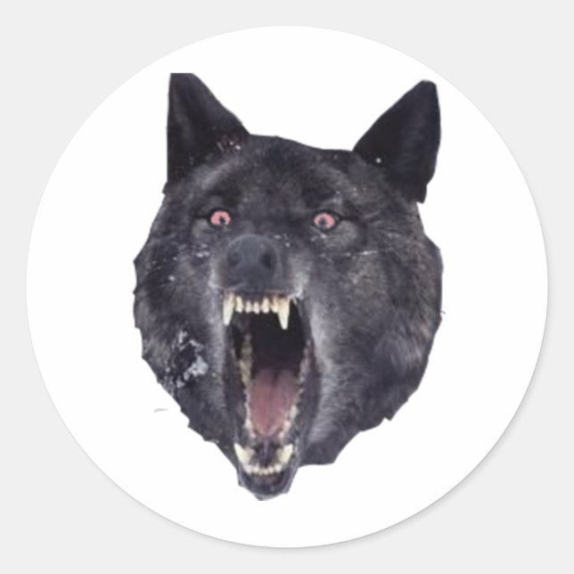 Sticker Rond loup fou (Devant)