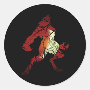 Sticker Rond Loup-garou Lune Loup-garou Silhouette Halloween C