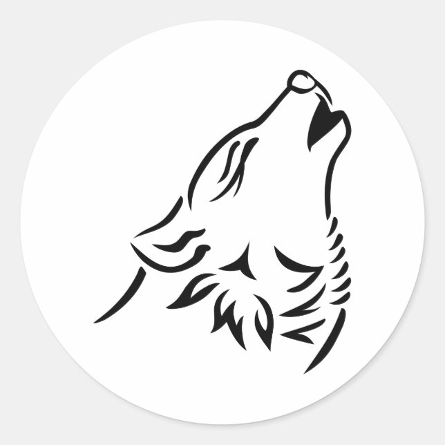 Sticker Rond Loup hurlant (Devant)