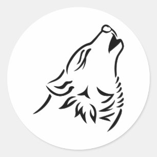 Sticker Rond Loup hurlant