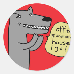 Sticker Rond Loup (rouge)