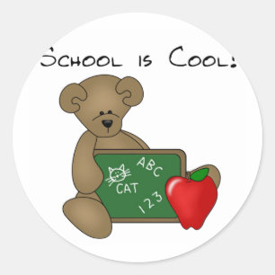 Sticker Rond L'ours avec l'écriture école de conseil est Cool