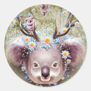 STICKER ROND L'OURS DE KOALA S'ÉLÈVE