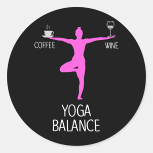 Sticker Rond Louveur de vin et de café Yoga