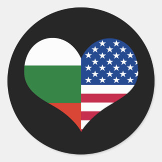 Sticker Rond Love American/USA et drapeau bulgare