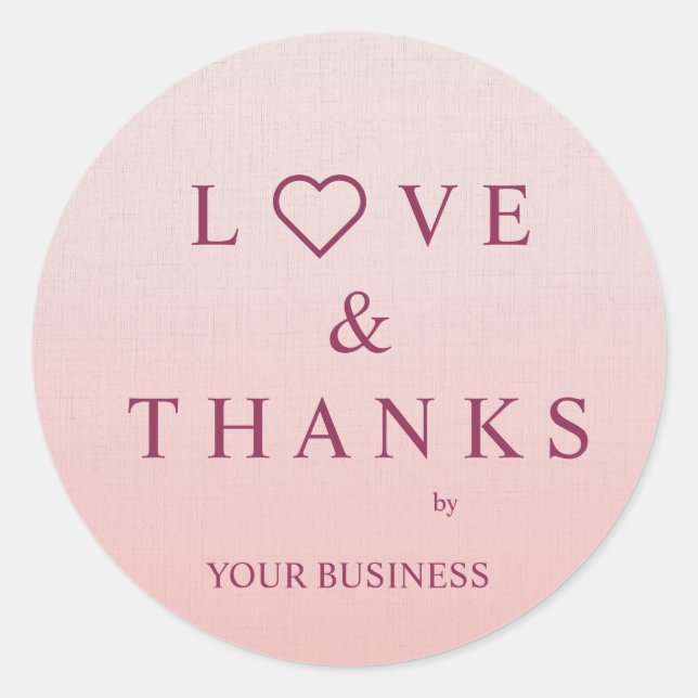 Sticker Rond Love and Thanks Quote with Heart in Burgundy (Devant)