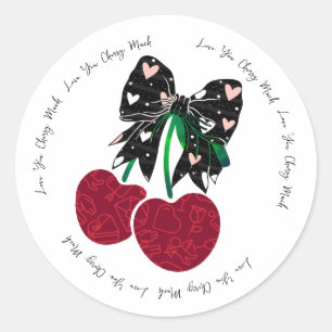 Sticker Rond Love cerise beaucoup de fruit drôle