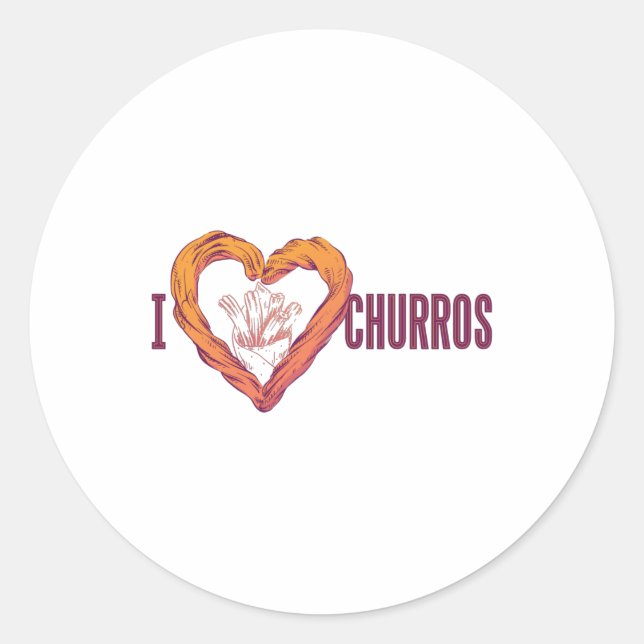 Sticker Rond Love churros (Devant)
