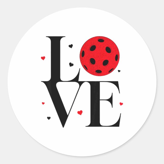 Sticker Rond Love Ckleball Valentines Day Cute Red Heart  (Devant)
