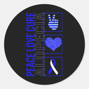 Sticker Rond Love Cure Alopecia Sensibilisation Ruban Warrior S
