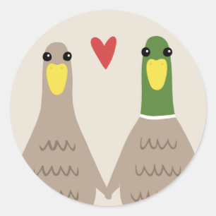 Sticker Rond Love Ducks